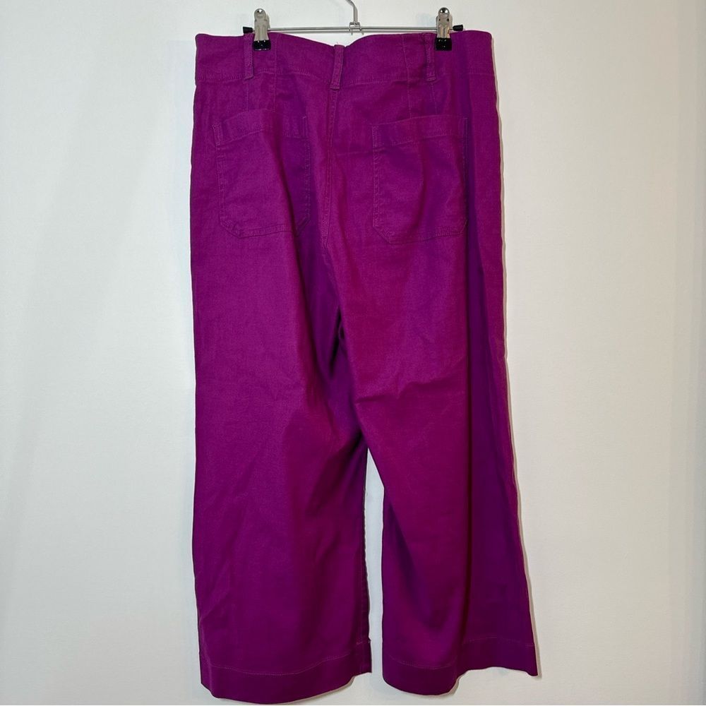 Maeve Anthropologie Purple The Colette Cropped Linen Wide Leg Pants Size 12P - Picture 4 of 13